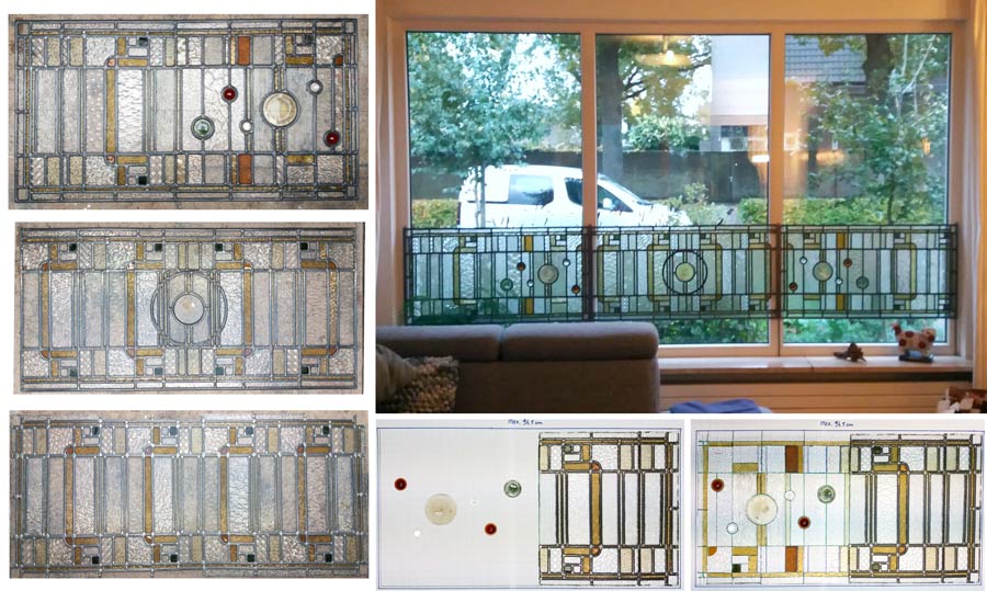 Diverse oude panelen aanpassen en glas toevoegen tot een nieuw ontwerp. In opdracht.