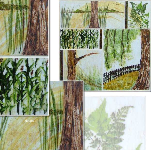 Landschap. Brandschilderen, Verre muraille, Ontwerp en uitvoering